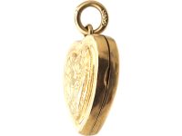 Edwardian 9ct Gold Heart Shaped Locket Engraved on Both Sides