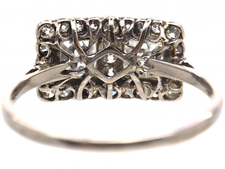 Early 20th Century Platinum Double Square Ring set with Two Princess Cut Diamonds