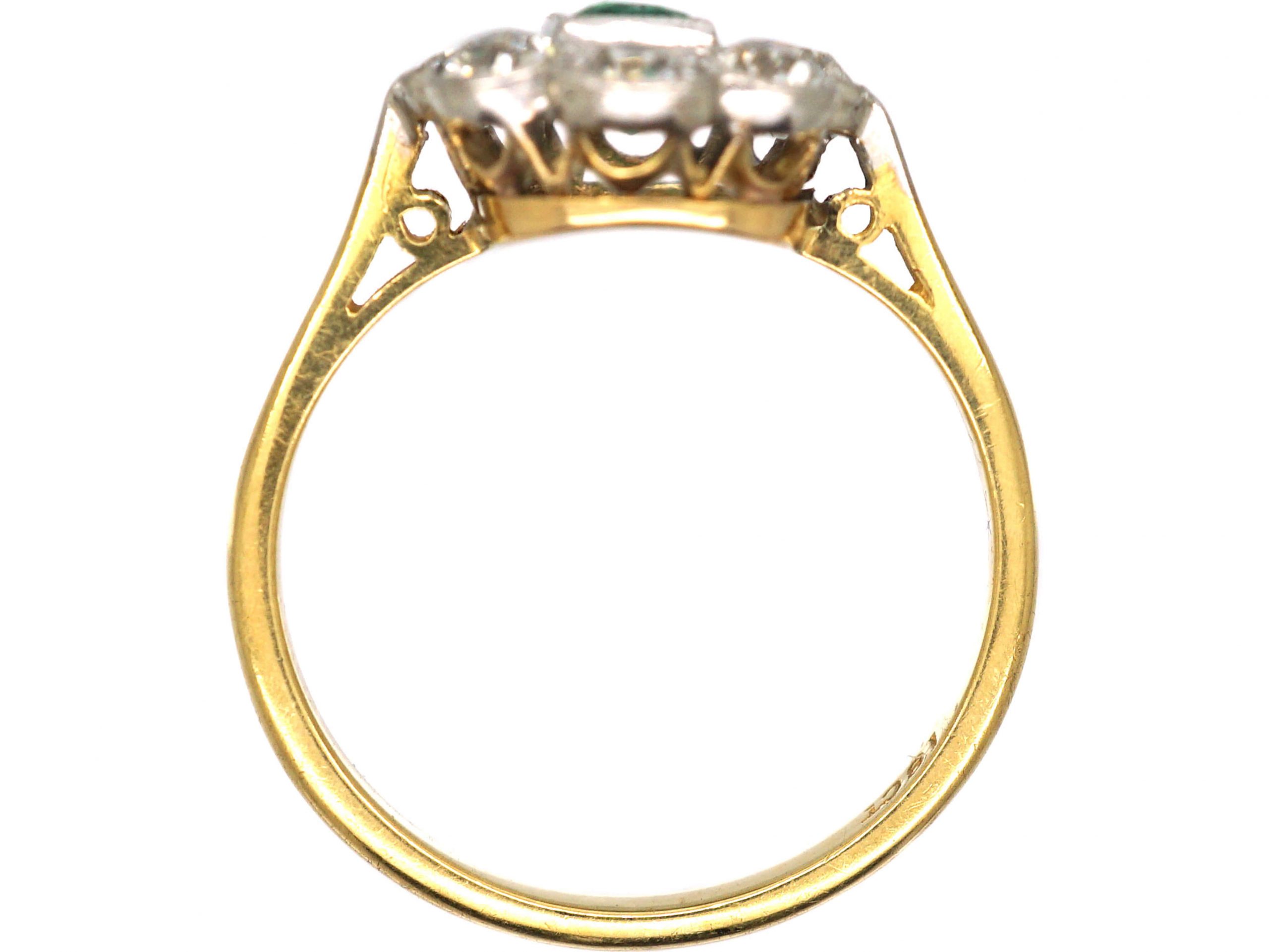 Edwardian 18ct Gold & Platinum Rectangular Cut Emerald & Diamond ...