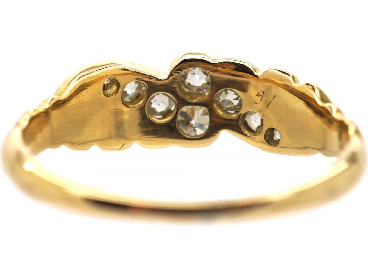 Edwardian 18ct Gold Two Row Diamond Crossover Ring