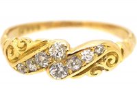 Edwardian 18ct Gold Two Row Diamond Crossover Ring