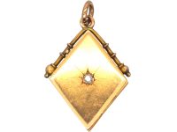 Edwardian 18ct Gold Diamond Shaped Locket set with a Diamond