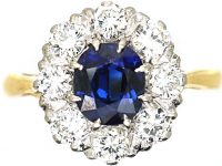 Early 20th Century 18ct Gold, Sapphire & Diamond Cluster Ring