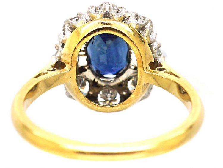 Early 20th Century 18ct Gold, Sapphire & Diamond Cluster Ring