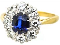 Early 20th Century 18ct Gold, Sapphire & Diamond Cluster Ring