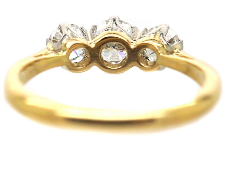 Early 20th Century 18ct Gold & Platinum, Three Stone Diamond Ring