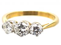 Early 20th Century 18ct Gold & Platinum, Three Stone Diamond Ring