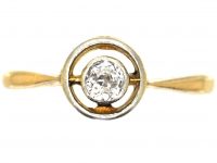 Art Deco 18ct Gold & Platinum Target Ring set with a Diamond