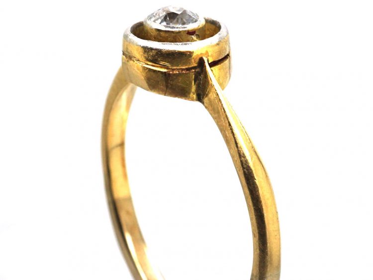 Art Deco 18ct Gold & Platinum Target Ring set with a Diamond