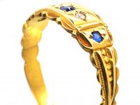 Edwardian 18ct Gold Ring set with Sapphires & Rose Diamonds