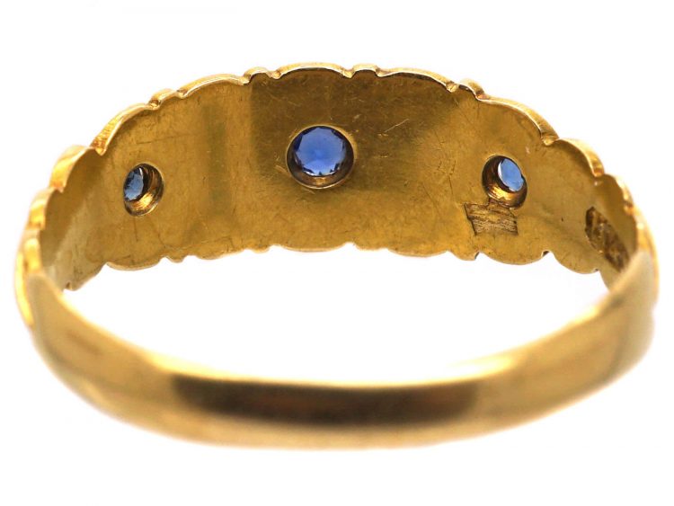 Edwardian 18ct Gold Ring set with Sapphires & Rose Diamonds