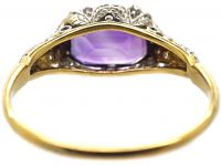 Early 20th Century 18ct Gold & Platinum Ring set with an Amethyst & Rose Diamonds