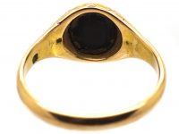 Victorian 15ct Gold Signet Ring with Onyx Intaglio of a Pansy