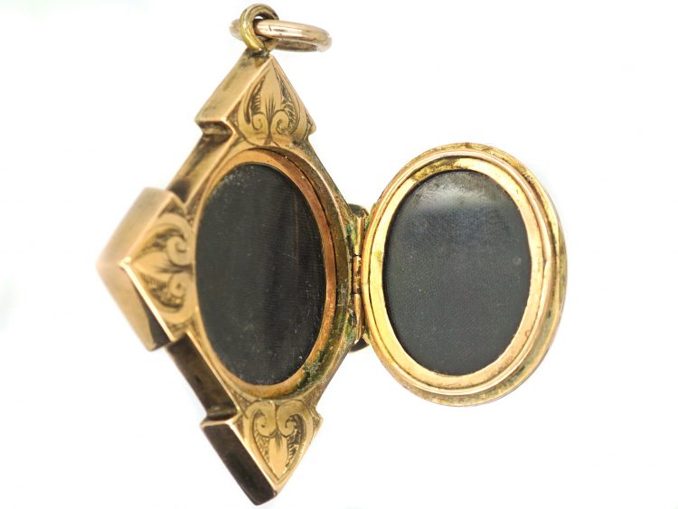 Victorian Gold Back & Front Unusual Shaped Locket