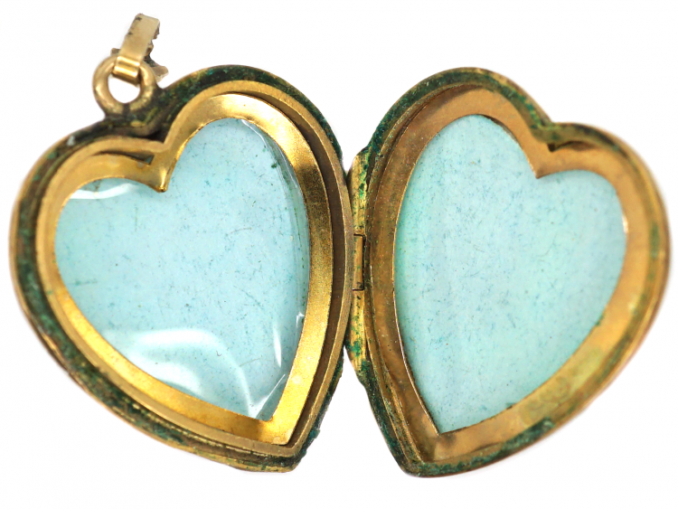 Mid 20th Century 9ct Back & Front Heart Locket with Engraved Detail