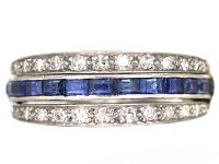 Art Deco 18ct White Gold Flip Over Ring set with Sapphires, Rubies & Diamonds