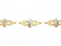 Edwardian 9ct Gold Caged Blister Pearl Bracelet