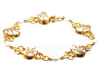 Edwardian 9ct Gold Caged Blister Pearl Bracelet