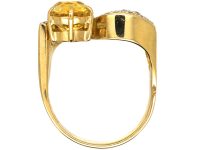 Modernist 18ct Gold Ring set with a Yellow Sapphire & Diamonds