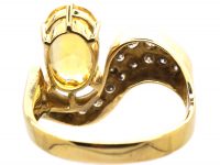 Modernist 18ct Gold Ring set with a Yellow Sapphire & Diamonds