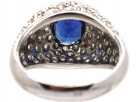 French Art Deco 18ct White Gold, Sapphire & Diamond Bombè Ring