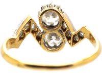 Early 20th Century French 18ct Gold & Platinum Zig Zag Ring