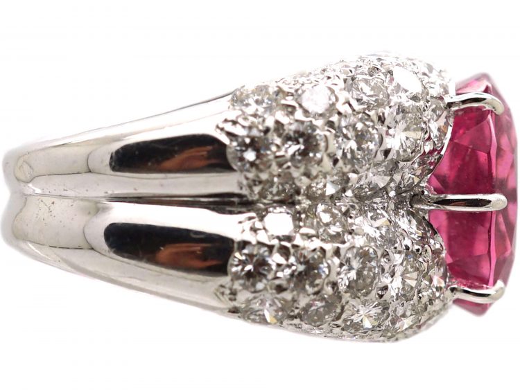 French 18ct White Gold Pink Tourmaline & Diamond Ring by André Vassort