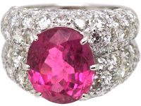 French 18ct White Gold Pink Tourmaline & Diamond Ring by André Vassort