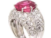 French 18ct White Gold Pink Tourmaline & Diamond Ring by André Vassort