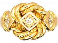 Edwardian 18ct Gold Knot Ring set with Three Diamonds