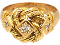 Edwardian 18ct Gold Knot Ring set with Three Diamonds