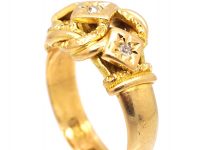 Edwardian 18ct Gold Knot Ring set with Three Diamonds