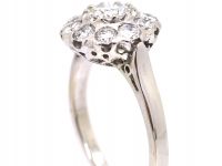 French Mid 20th Century 18ct White Gold Diamond Cluster Ring