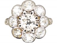 French Import Early 20th Century 18ct Gold & Platinum Diamond Cluster Ring