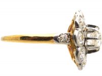 French Import Early 20th Century 18ct Gold & Platinum Diamond Cluster Ring