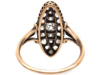 French 19th Century 18ct Gold & Silver Marquise Ring set with Diamonds