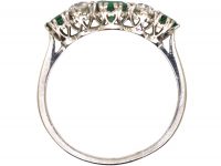 Early 20th Century Platinum, Emerald & Diamond Five Stone Ring