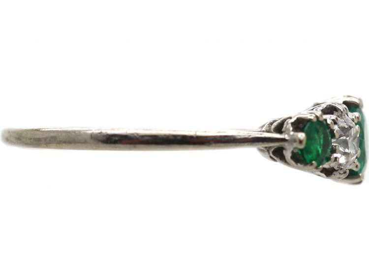 Early 20th Century Platinum, Emerald & Diamond Five Stone Ring