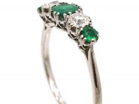 Early 20th Century Platinum, Emerald & Diamond Five Stone Ring