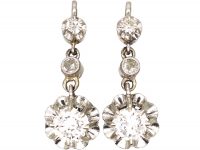 French Early 20th Century Platinum Dormeuse Earrings set with Diamonds