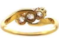 Edwardian 18ct Gold Three Stone Diamond Crossover Ring