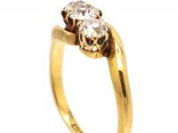 Edwardian 18ct Gold Three Stone Diamond Crossover Ring