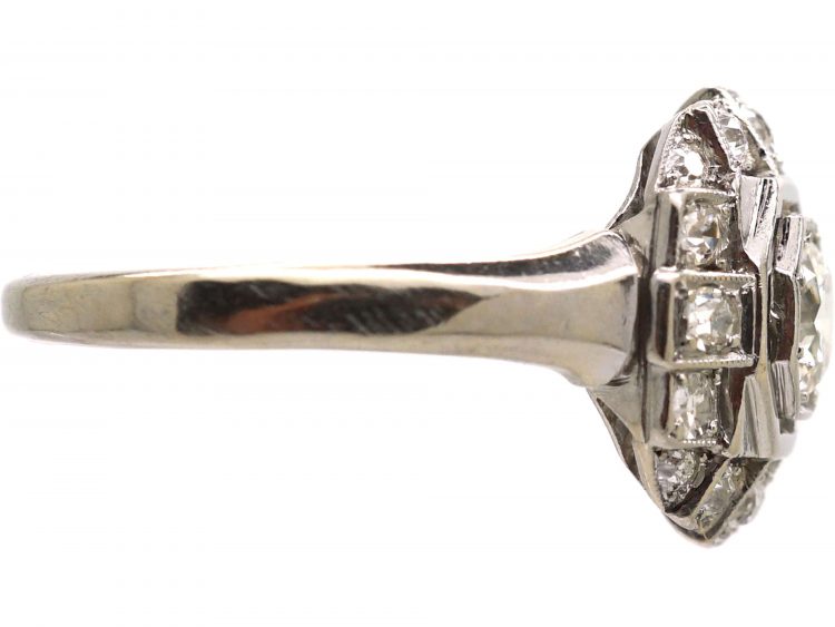 Art Deco Platinum Octagonal Ring set with Diamonds