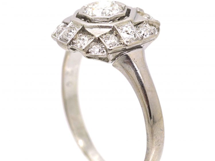 Art Deco Platinum Octagonal Ring set with Diamonds