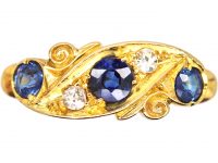 Edwardian 18ct Gold, Sapphire & Diamond Crossover Ring