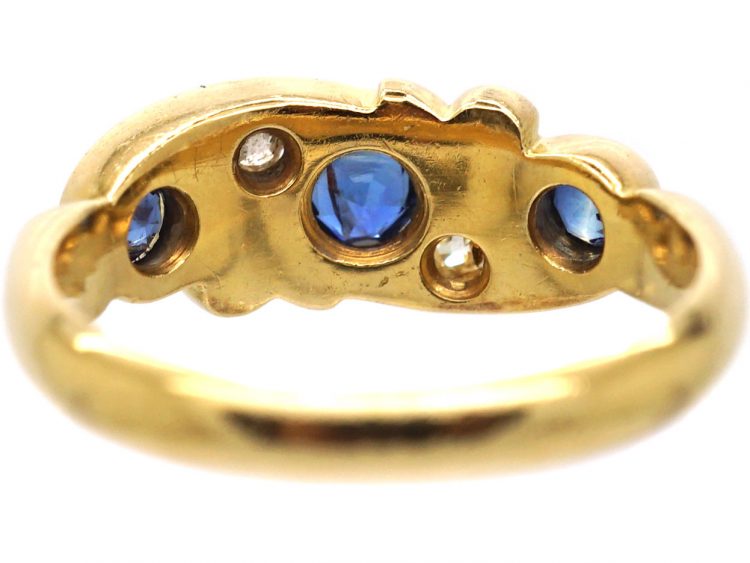 Edwardian 18ct Gold, Sapphire & Diamond Crossover Ring