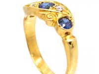 Edwardian 18ct Gold, Sapphire & Diamond Crossover Ring