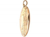 Edwardian 9ct Gold Back & Front Oval Engraved Locket