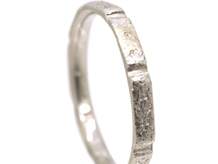 Early 20th Century Platinum Faceted Wedding Ring