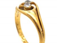 Art Nouveau 18ct Gold & Platinum Two Stone Diamond Ring